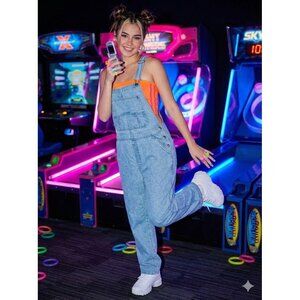 Vintage 90s Y2K Cherokee Light Wash Denim Overalls Size Large Grunge Skater Jean